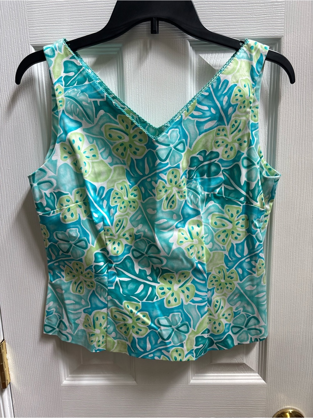 Island Republic Sleeveless V-Neck Floral Tropical Tank Top, Size 6, NWOT